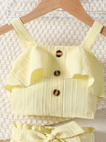 Children's Ribbed Ruffle Trim Top & Shorts Set