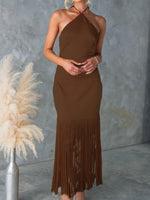 Fringe Halter Neck Dress