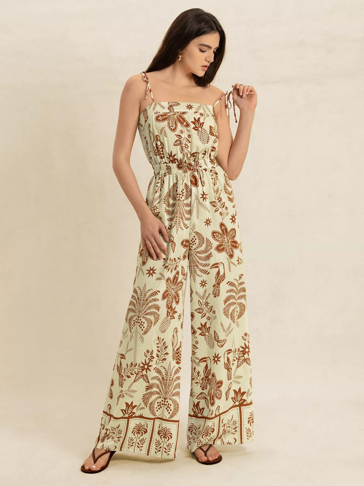 Tie Strap Wide Leg Jumpsuit
