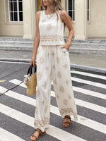 Sleeveless Top and Wide Leg Pants Set