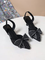 Rhinestone Bowknot Slingback Pumps