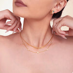 2-Piece 18K Gold-Plated Necklace with Zircon Accents