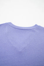 V Neck Short Sleeve Plus Size Waffle Knit Top