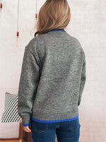 Ribbed Contrast Trim Long Sleeve Sweater