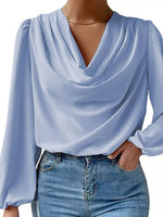 Full Size Cowl Neck Balloon Sleeve Blouse Plus Size