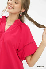 Umgee Lace Trim Peasant Top