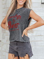 Cowboy & Beer Western Graphic Mineral Wash Tank Top