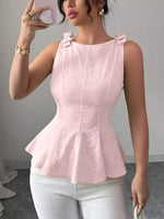 Bow Shoulder Peplum Tank