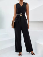 Sleeveless V-Neck Wide Leg Jumpsuit