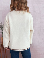 Contrast Trim Round Neck Cozy Sweater