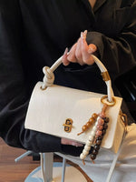 Leather Crossbody Bag with Bead Charm