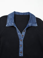 Denim Trim Button Detail Top