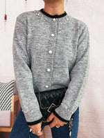 Pearl Embellished Button-Front Cardigan