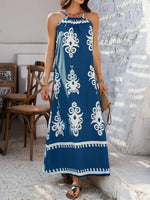 Devine Grecian Neck Printed Maxi Dress