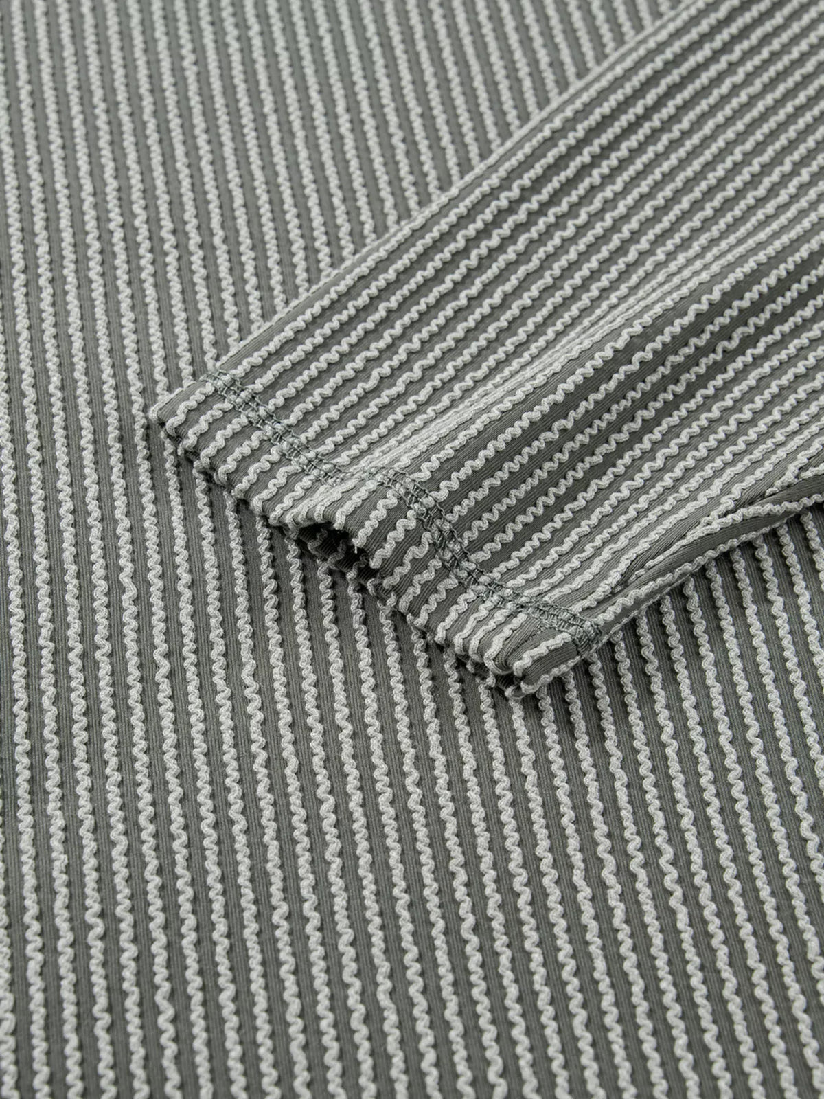 Twist Ribbed Exposed Seam Detail Long Sleeve Loose Top