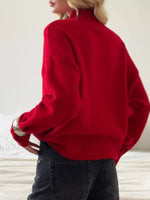 Mock Neck Dropped Shoulder Sweater