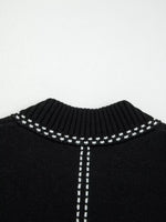 Contrast Trim Button up Sweater Cardigan