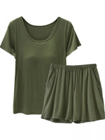 Plus Size Padded Modal Short Sleeve T-Shirt and Shorts Set