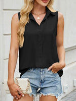 Button Down Collared Neck Tank