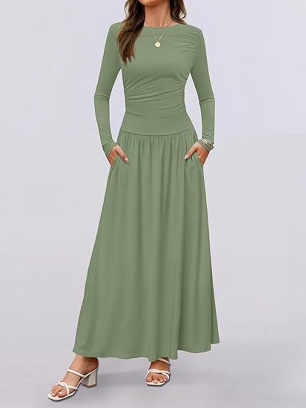 Long Sleeve Maxi Dress with Pockets