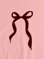Plus Size Bow Round Neck Short Sleeve T-Shirt