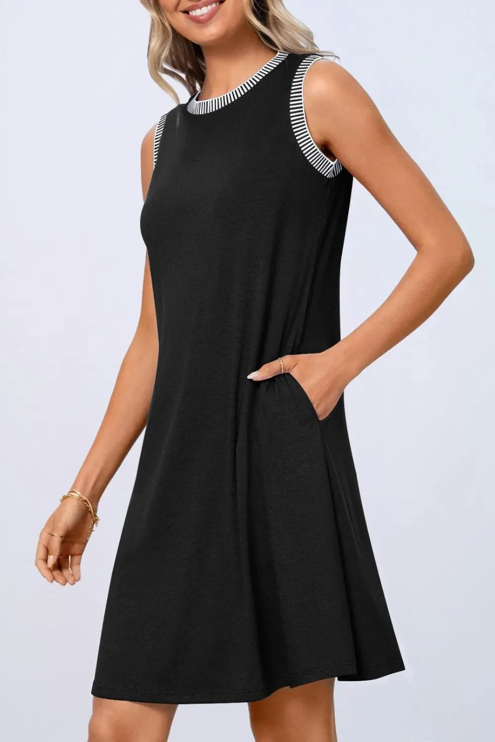 Round Neck Sleeveless Mini Tank Dress