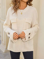 Pocket Detail Round Neck Sweater