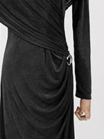 Ruched Draped Long Sleeve Maxi Dress