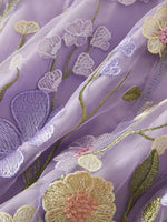 Floral Embroidered Mesh Overlay Maxi Dress