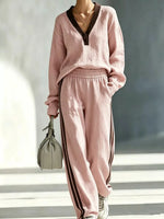 Long Sleeve Top and Side-Striped Joggers Set