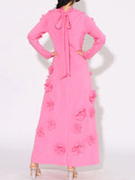 Floral Applique Long Sleeve Maxi Dress