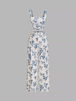 Floral Print Cami Top & Wide Leg Pants Set
