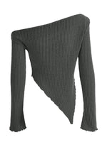 Asymmetrical One-Shoulder Ribbed Knit Top