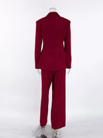 Lapel Collar Blazer and Wide-Leg Pants Set