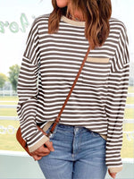 Striped Round Neck Long Sleeve Knit Top