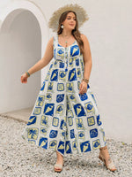 Plus Size Nautical Print Sleeveless Jumpsuit