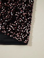 Sequin Long Sleeve Cutout Back Top