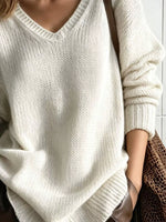 V-Neck Dropped Shoulder Sweater