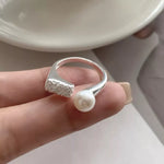 Pearl 925 Sterling Silver Open Ring