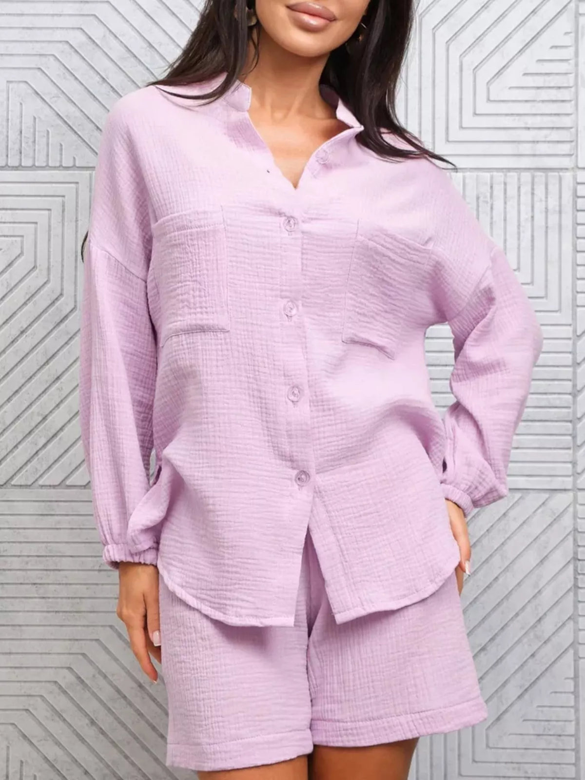 Button-Down Shirt and Shorts Set