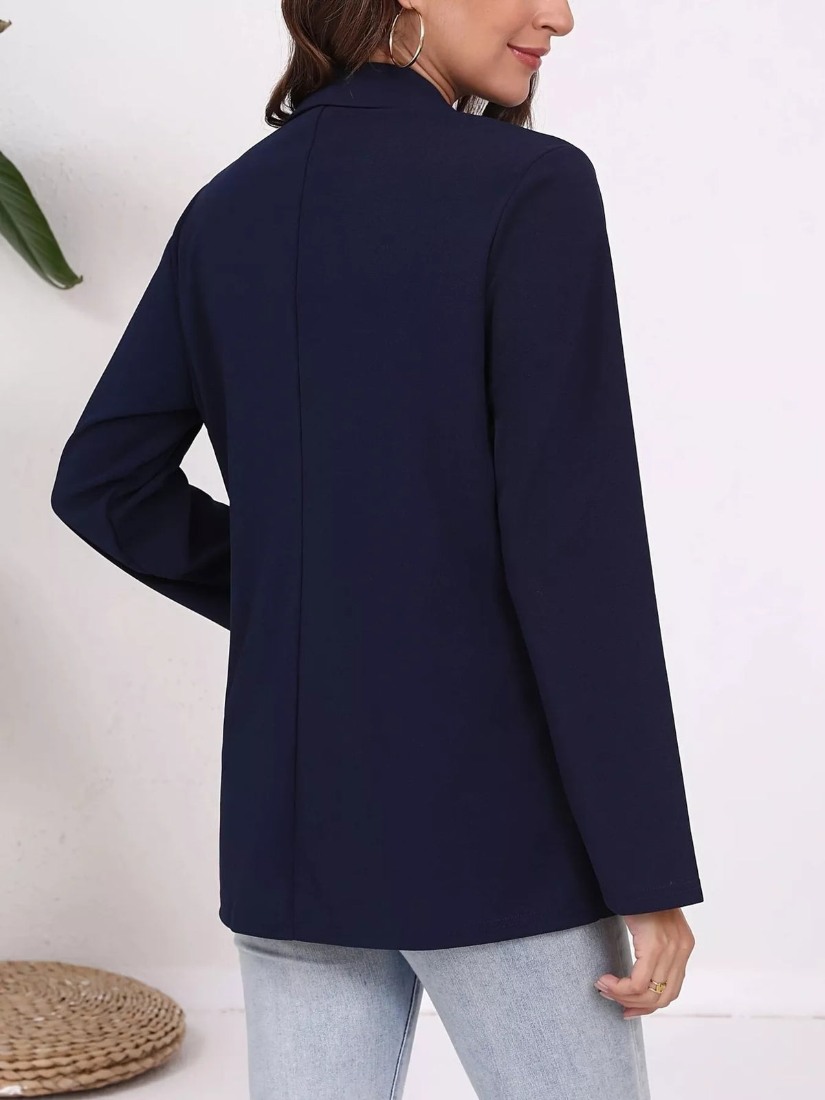 Plus Size Lapel Collar Single-Button Blazer
