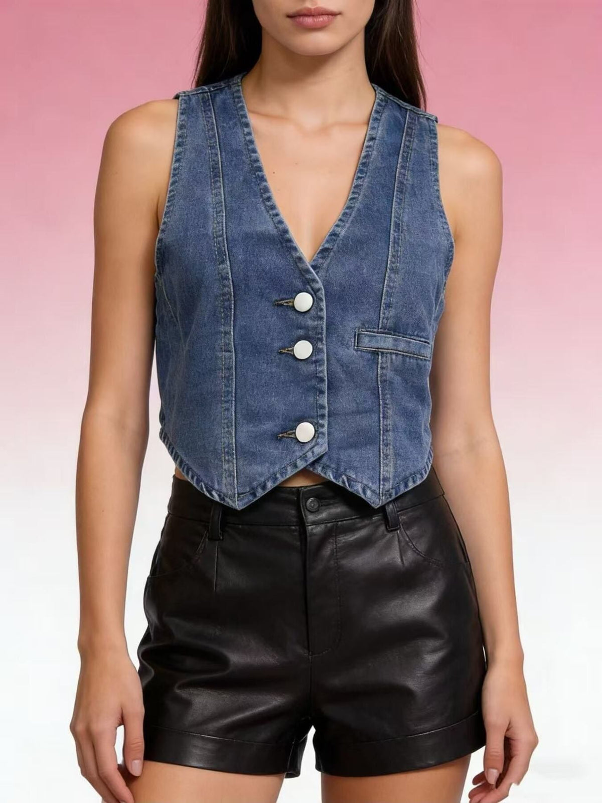 Button-Down Denim Vest