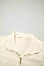 Zipped up Collared Ruffled Short Sleeve Blouse