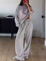 Striped Long Sleeve Top and Pants Set