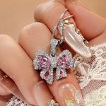 Zircon Bow Pendant Necklace
