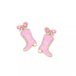 Cowgirl Boot Dangle Earrings with Bow