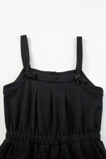 Knotted Straps Button Textured Drawstring Jumpsuit
