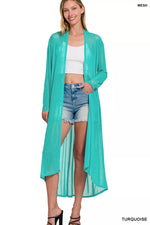 Zenana Mesh Open Front Cardigan