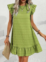 Plus Size Ruffle Hen Cap Sleeve Mini Dress