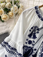 Embroidered Tie Neck Blouse
